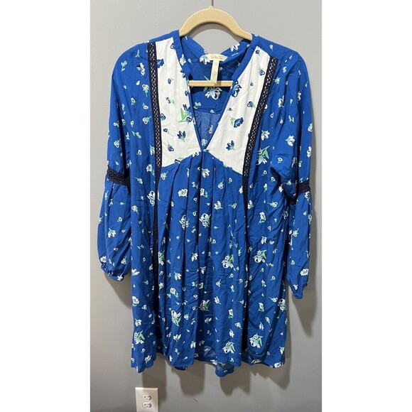Matilda Jane Womens Blue Floral Flowy Dress M Day Tripping Boho Long Sleeve - Picture 4 of 15